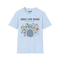 Adult Life Sucks Blue Skull Comfortable 100% Spun Cotton Tee