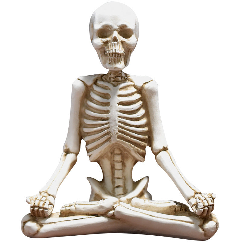 Vintage Halloween Skeleton Figurines Yoga Pose Resin Home Décor