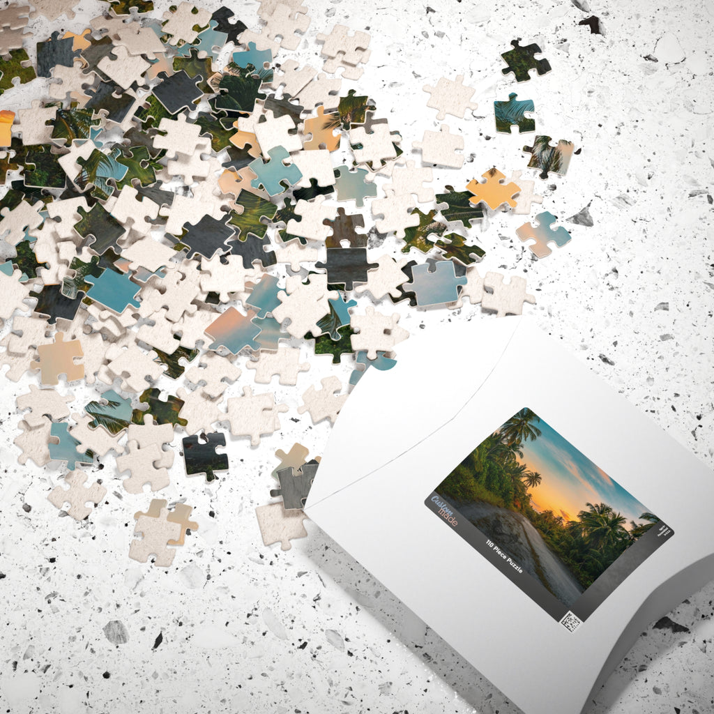 Experience the breathtaking beauty of a tropical landscape at dusk with this stunning puzzle. Featuring 110 to 1014 pieces, this puzzle will challenge your mind while transporting you to a peaceful oasis. 