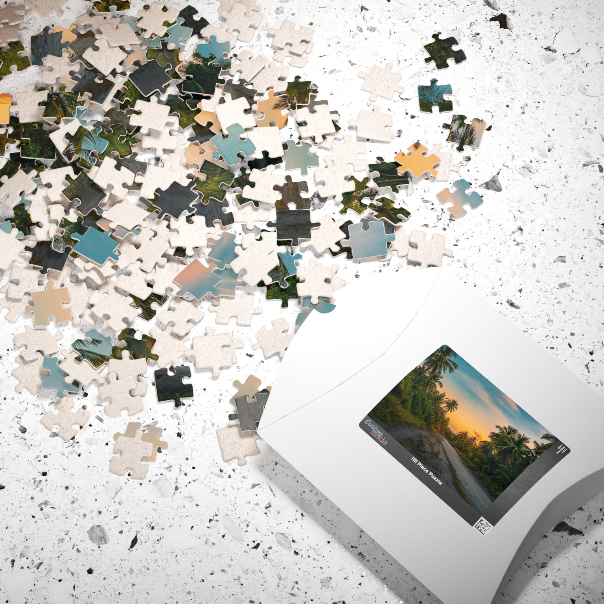 Experience the breathtaking beauty of a tropical landscape at dusk with this stunning puzzle. Featuring 110 to 1014 pieces, this puzzle will challenge your mind while transporting you to a peaceful oasis. 