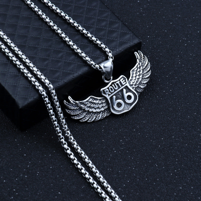 Fuel your wanderlust with the Route 66 Titanium necklace. Made from durable titanium, this necklace is perfect for those who love to travel and embrace new adventures. With its iconic design and strength, it's the perfect accessory to add to your collection. Let the road lead you with this necklace.