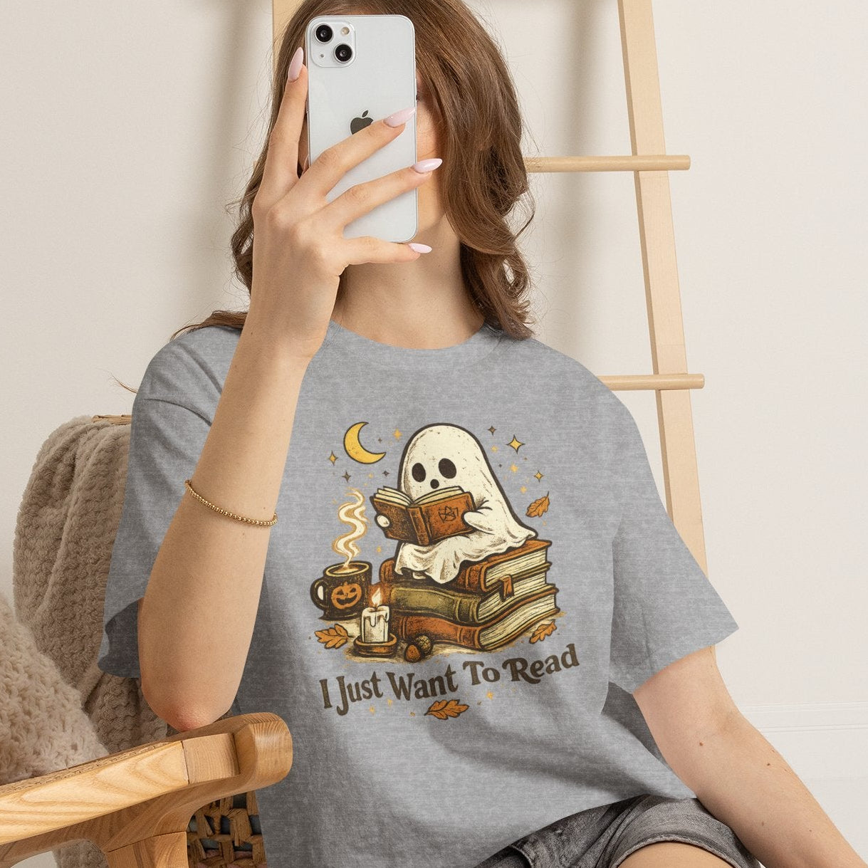 I Just Want To Read Ghost Halloween Comfortable Cotton T-Shirt