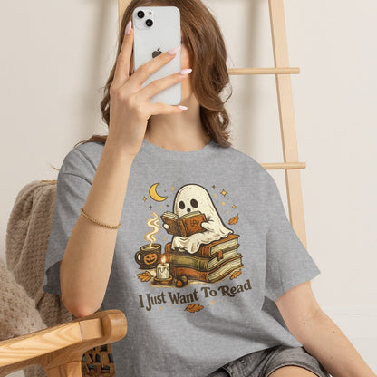 I Just Want To Read Ghost Halloween Comfortable Cotton T-Shirt