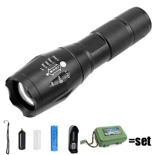 The Telescopic Zoom L2 High-Power LED Flashlight delivers exceptional brightness with its advanced LED technology, ensuring clear and focused illumination. 