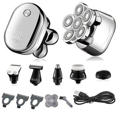 This electric shaver features efficient cutting technology designed for clean, comfortable results across different hair lengths and facial contours. Ideal for men seeking a streamlined grooming routine, this all-in-one solution eliminates the need for separate tools while maintaining salon-quality performance at home.