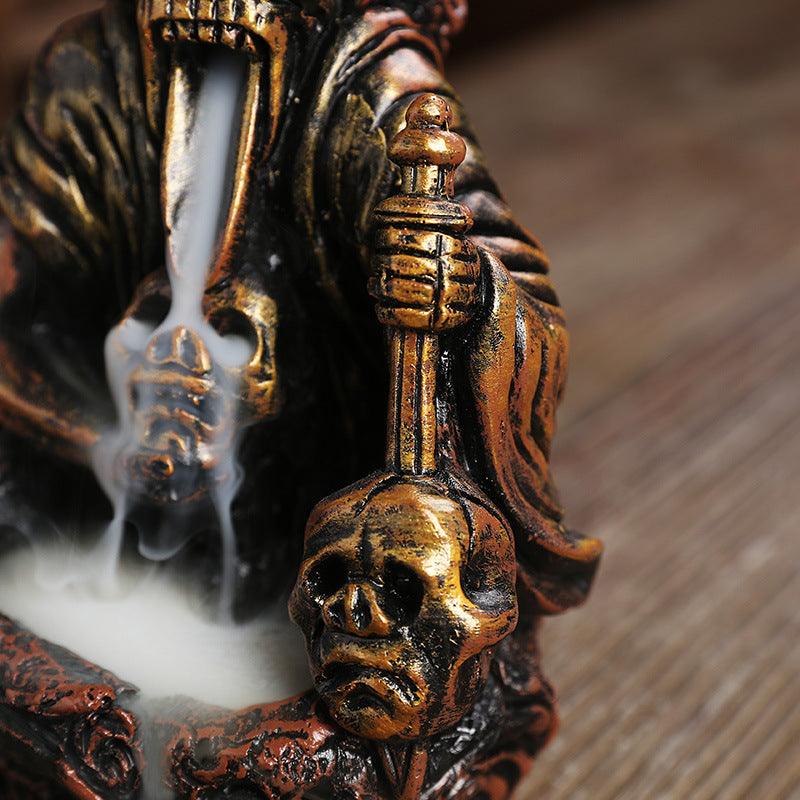 Nordic Skull Ghost Halloween Resin Backflow Agarwood Incense Burner
