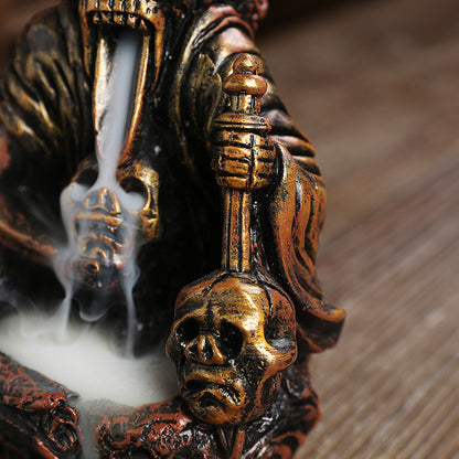 Nordic Skull Ghost Halloween Resin Backflow Agarwood Incense Burner
