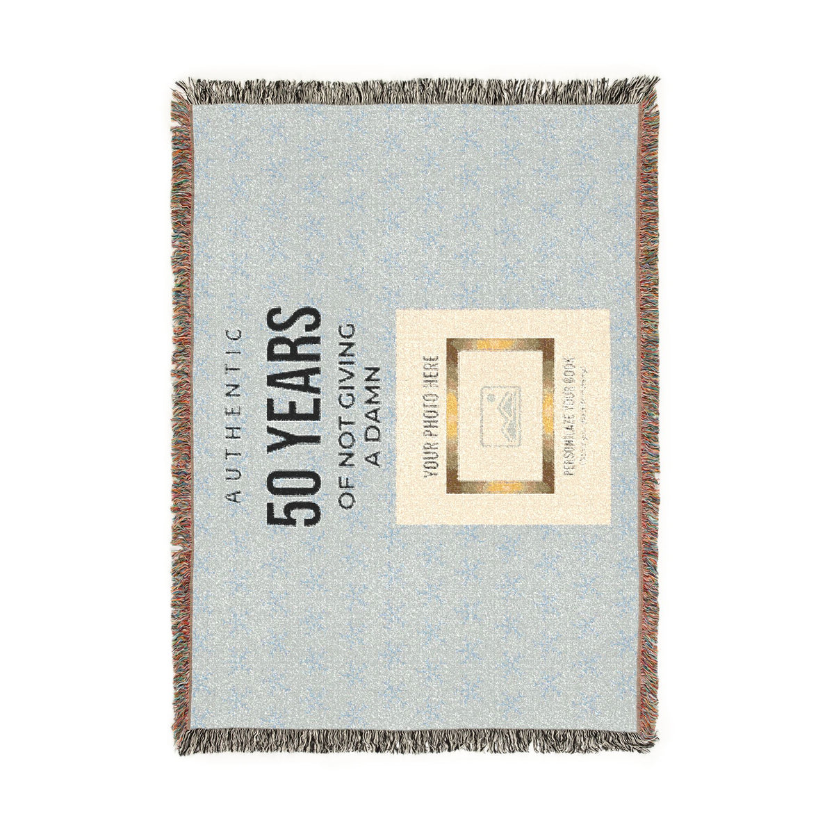 Personalized Woven Blanket — 'Authentic 50 Years of Not Giving a Damn' Decorative Throw