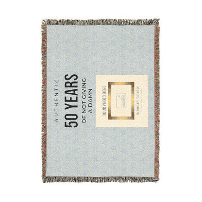 Personalized Woven Blanket — 'Authentic 50 Years of Not Giving a Damn' Decorative Throw
