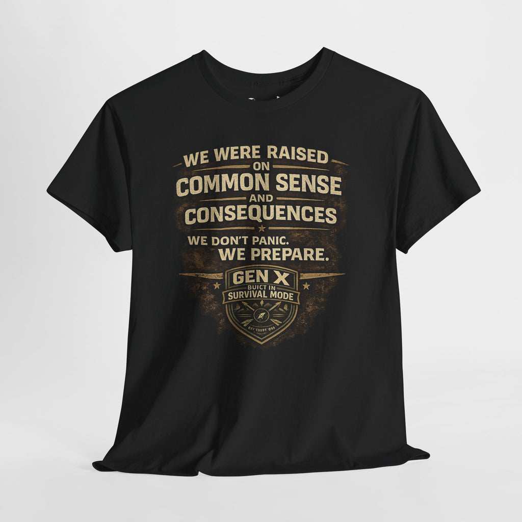 This Gen X Survival Series tee says it exactly how we lived it:
We Don’t Panic. We Prepare.
Bold distressed print. Rugged vintage styling. Official Gen X Survival Mode badge stamped like a badge of honor.