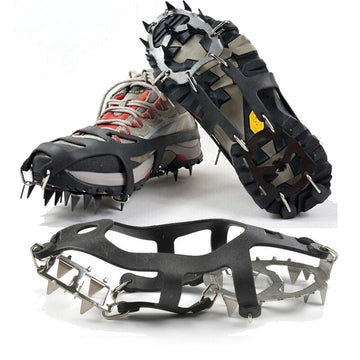 Elevate your ice climbing game with our 1 Pair 18 Teeth Non-Slip Ice Climbing Crampons. Made for M/L shoe sizes, these crampons provide superior traction and stability on icy terrain. Don't let slippery surfaces slow you down - conquer them with ease and confidence.
