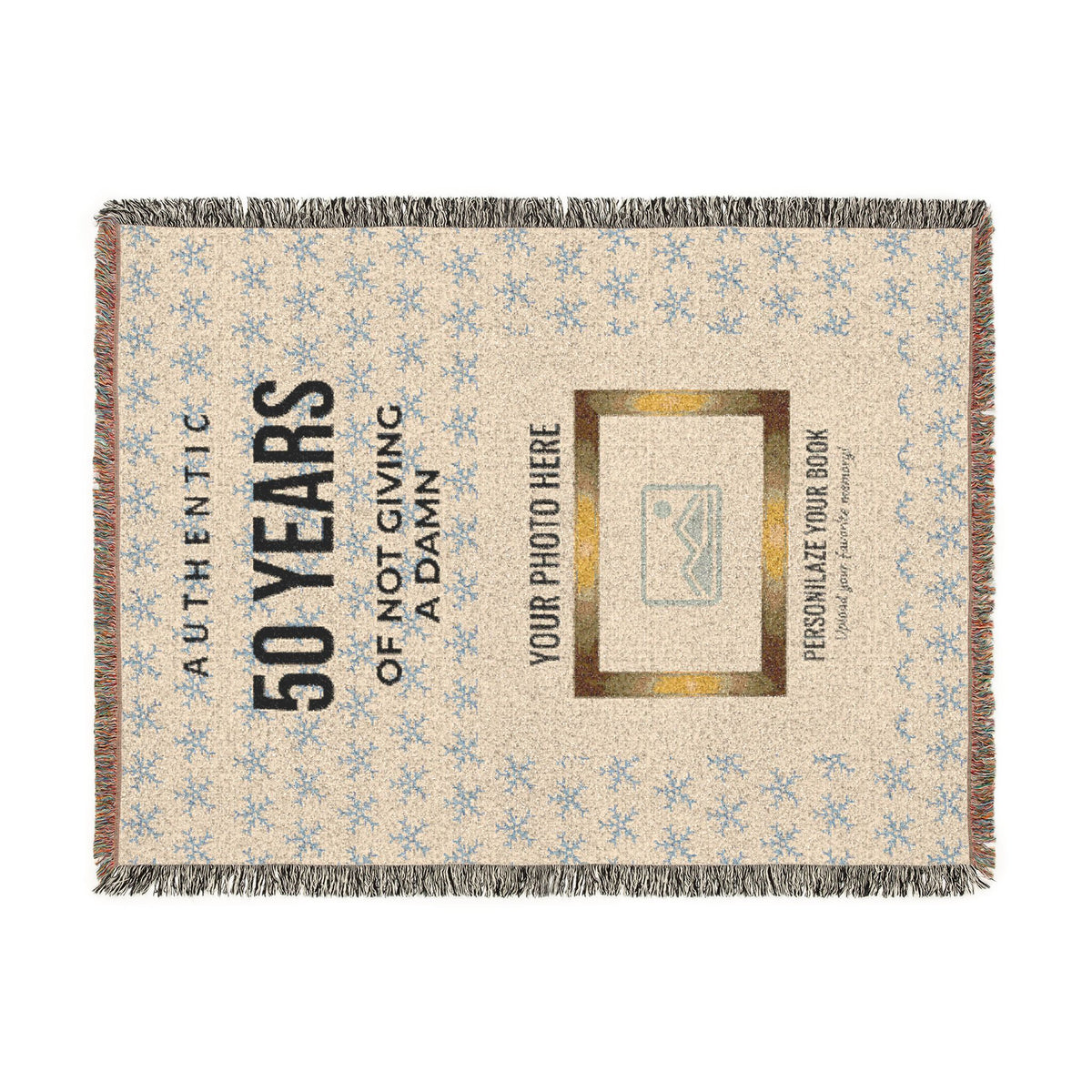 Personalized Woven Blanket — 'Authentic 50 Years of Not Giving a Damn' Decorative Throw