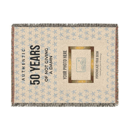 Personalized Woven Blanket — 'Authentic 50 Years of Not Giving a Damn' Decorative Throw