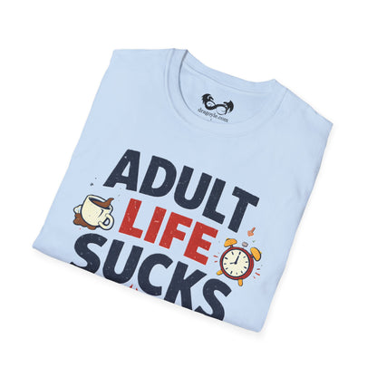 Adult Life Sucks Lightweight Comfortable 100% Spun Cotton Tee