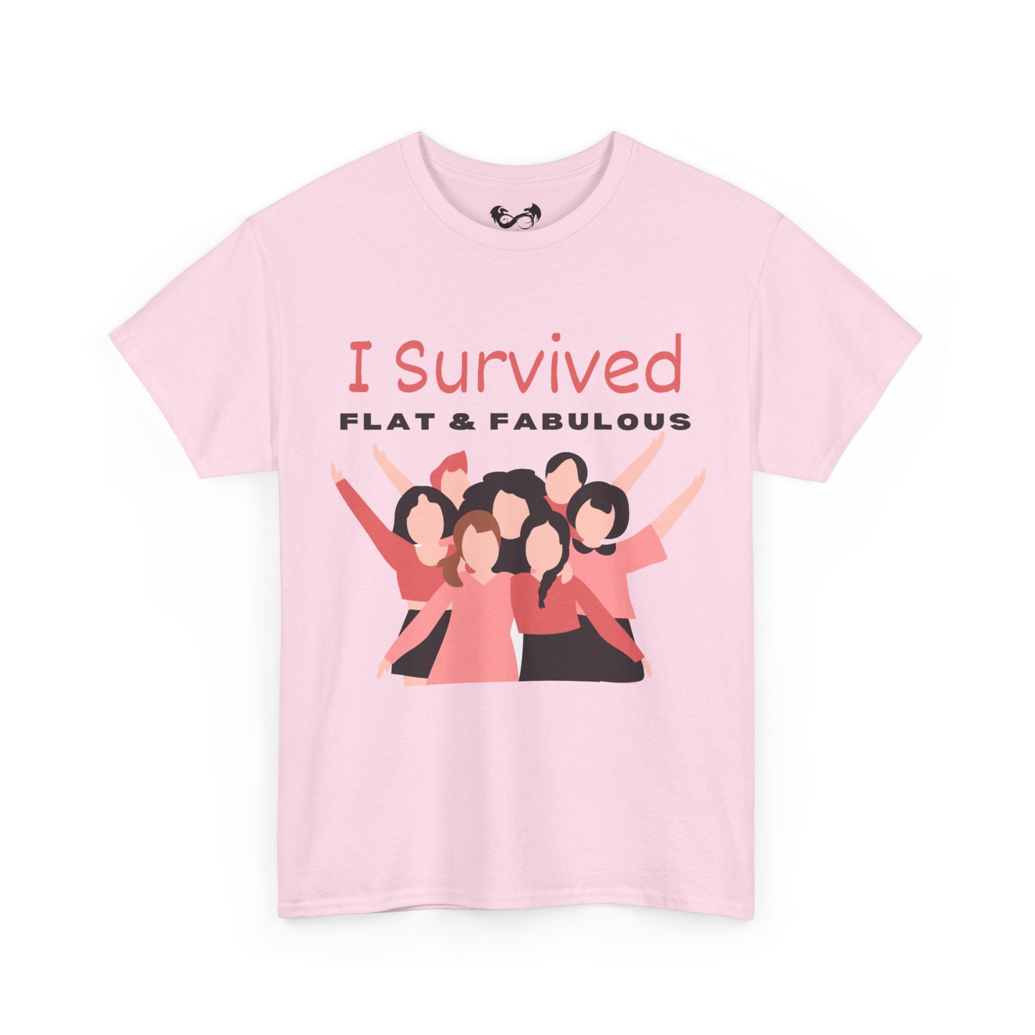 Be proud of your mastectomy journey with our "I Survived Flat &amp; Fabulous" tee. Made with heavy cotton, it's comfortable and durable for everyday wear. Show off your strength and celebrate your unique body. Choose confidence and comfort, with our original designed tee.