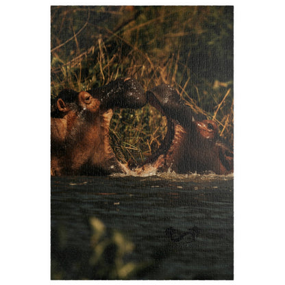 Join the love story of two adorable hippos with this Kissing Hippos Puzzle! With 110 to 1014 pieces, this puzzle offers a challenge for all levels. Piece by piece, watch the vibrant colors and intricate details come together to create a heartwarming scene that will inspire you every time you complete it.