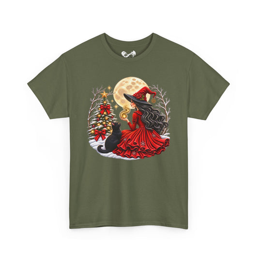 Witchy Christmas Magic Comfortable Cotton T-Shirt