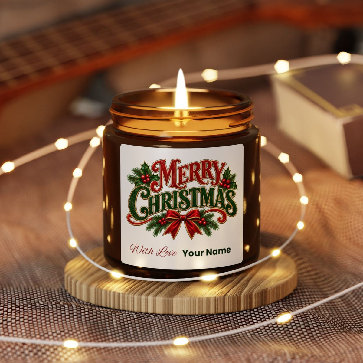 Personalized Merry Christmas Scented Soy Candle
