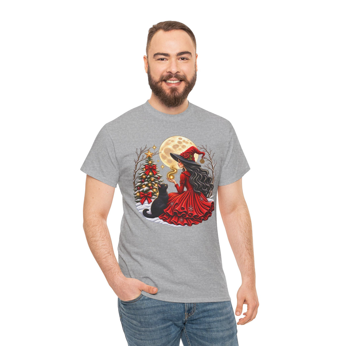 Witchy Christmas Magic Comfortable Cotton T-Shirt