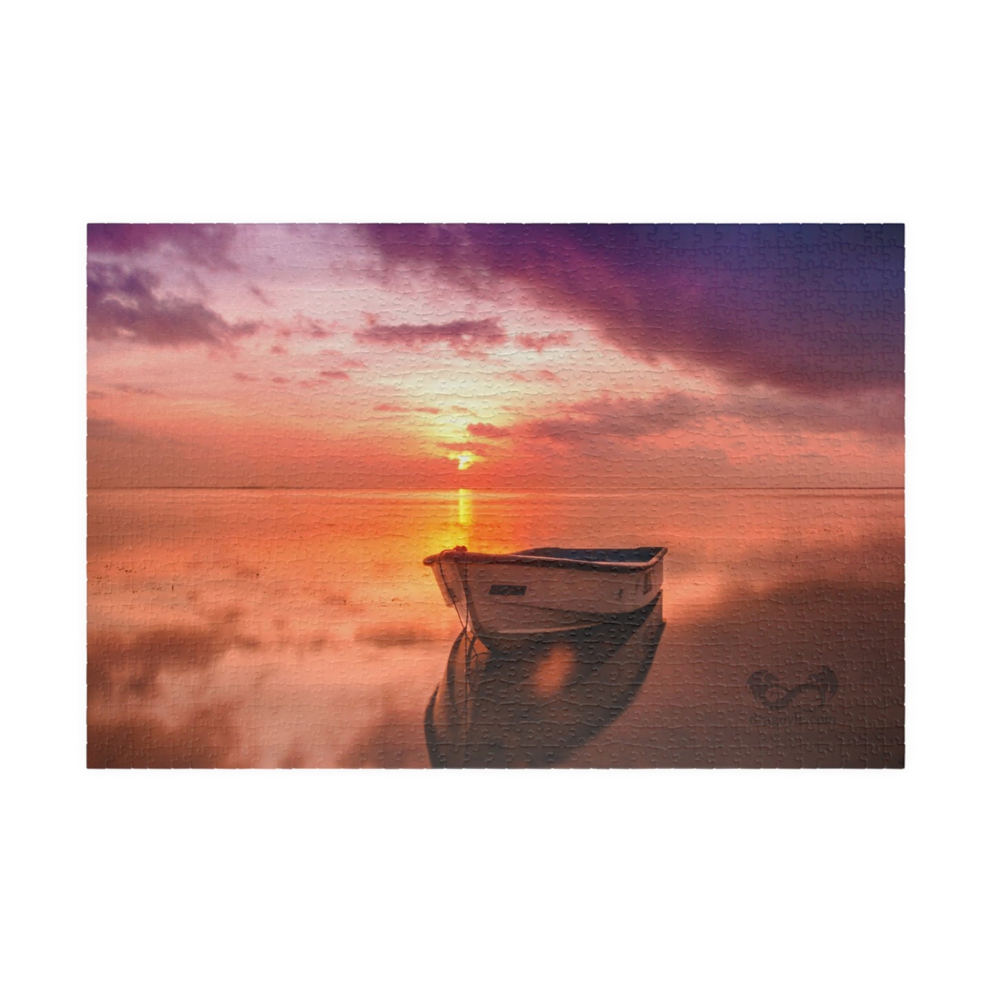 Lake Boat Sunset Puzzle - 110 to 1014 Pieces