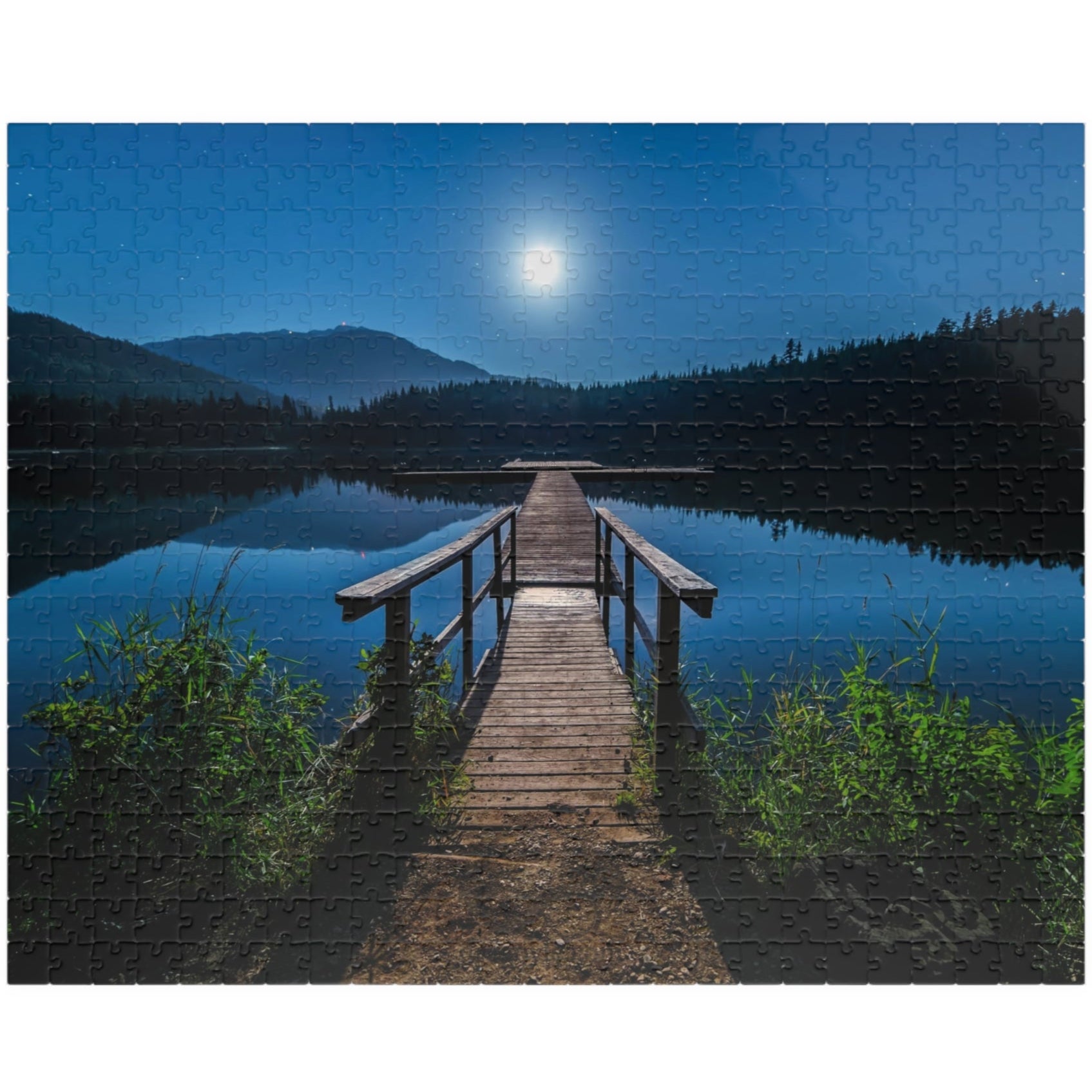 Experience the calming beauty of the Blue Moon At The Lake Puzzle. With 110 to 1014 pieces, this puzzle is perfect for all levels. Immerse yourself in the artistry of the blue moon reflecting on the serene lake, and feel the peace and tranquility it brings. A delightful challenge for any puzzle enthusiast.