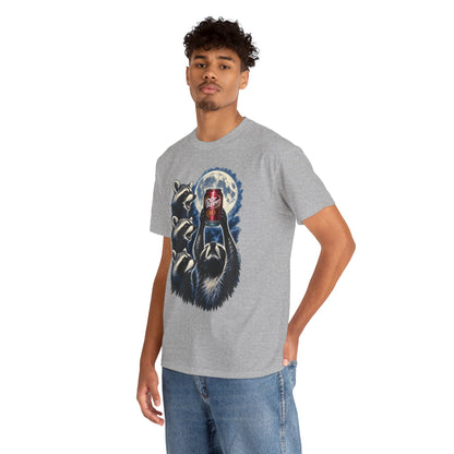 Raccoons Worshiping a can of Dr. Pepper Soda With Full Moon Comfortable Cotton T-Shirt