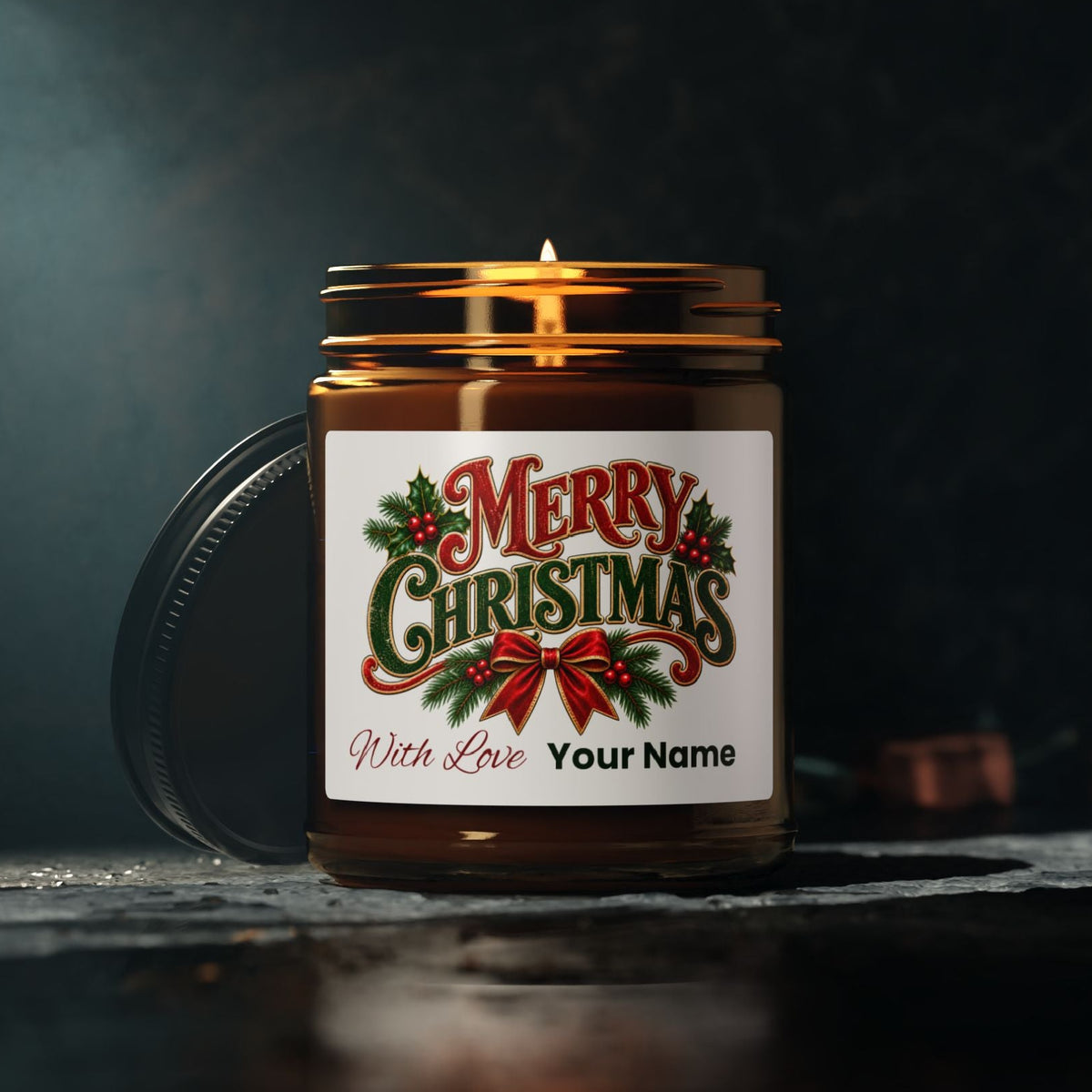 Personalized Merry Christmas Scented Soy Candle
