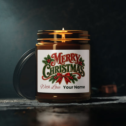 Personalized Merry Christmas Scented Soy Candle
