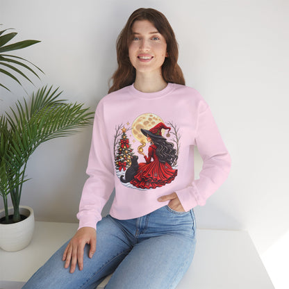 Christmas Witch Crewneck Sweatshirt – Magical Holiday Winter Design