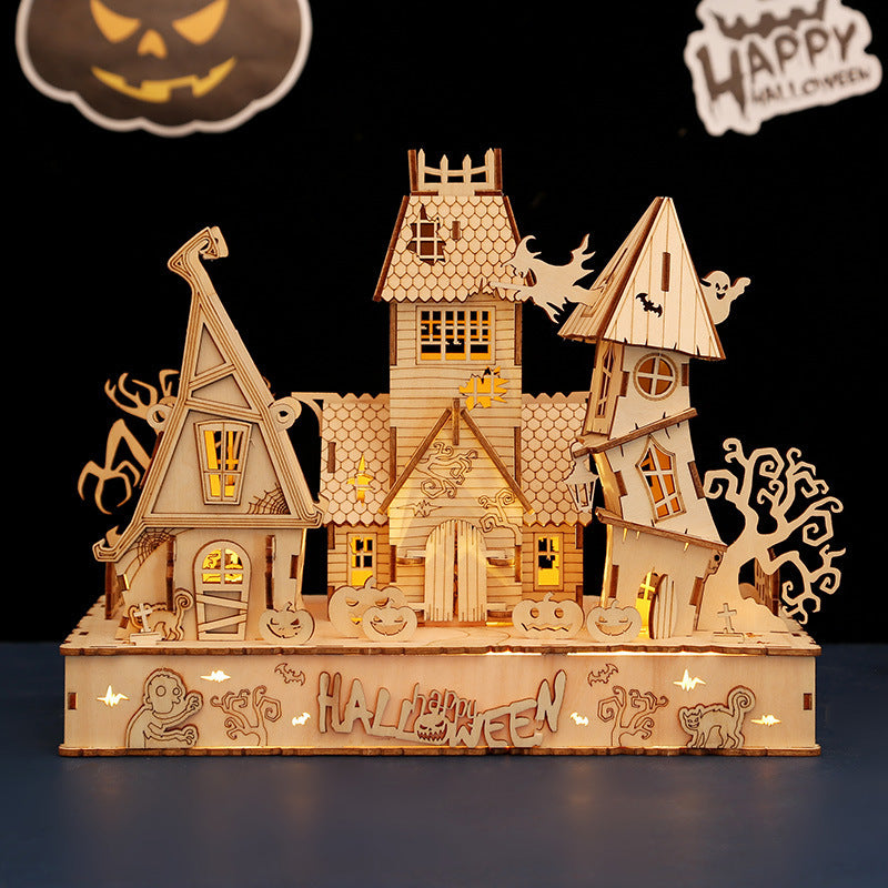 DIY Halloween LED Lighted 3D Wooden Jigsaw Puzzle