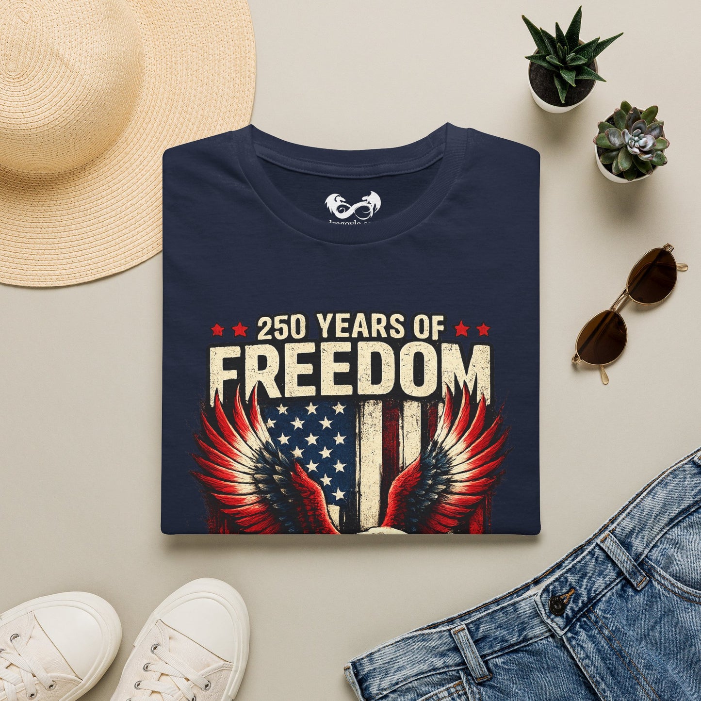 250 Years of Freedom Eagle Flag Comfortable Cotton Tee
