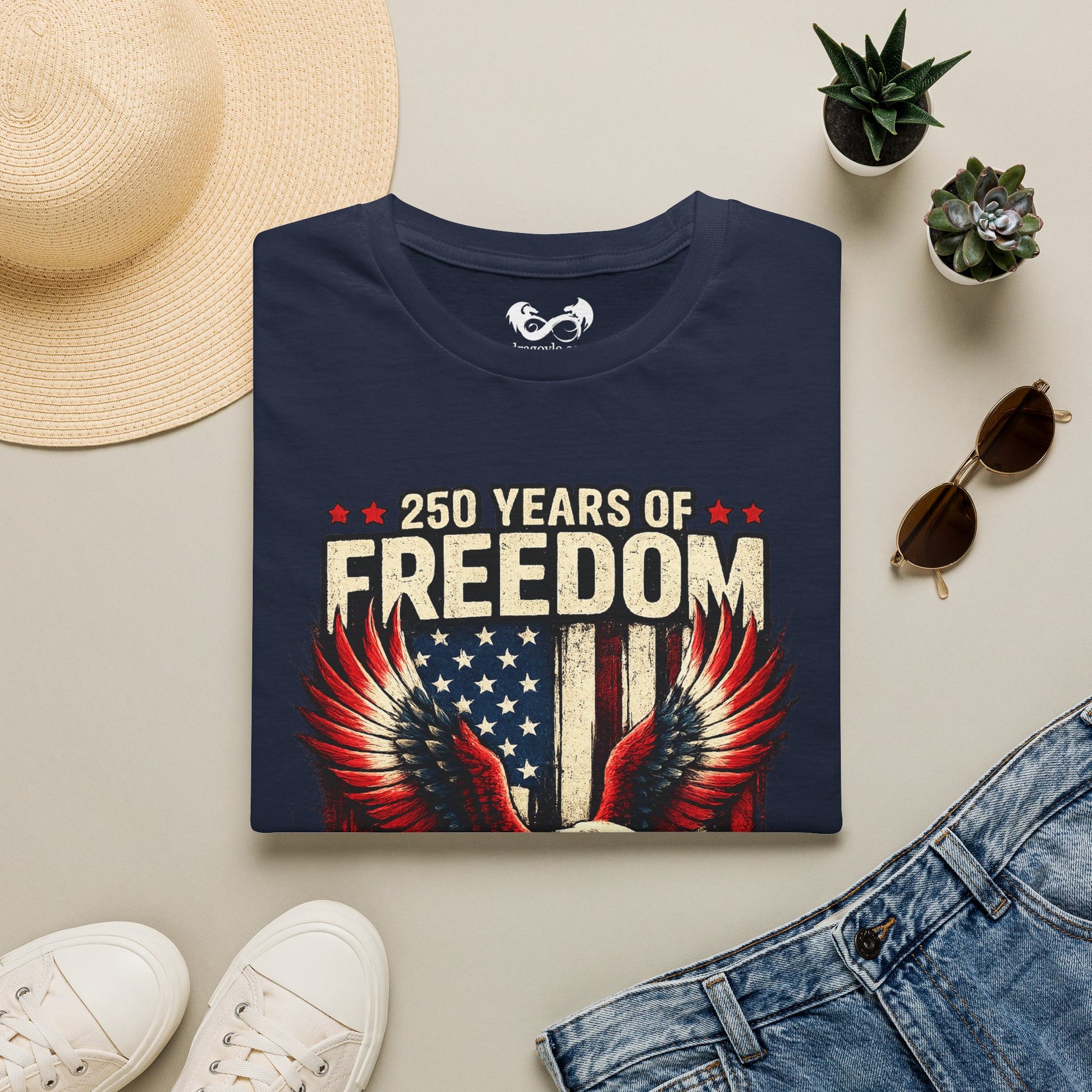 250 Years of Freedom Eagle Flag Comfortable Cotton Tee