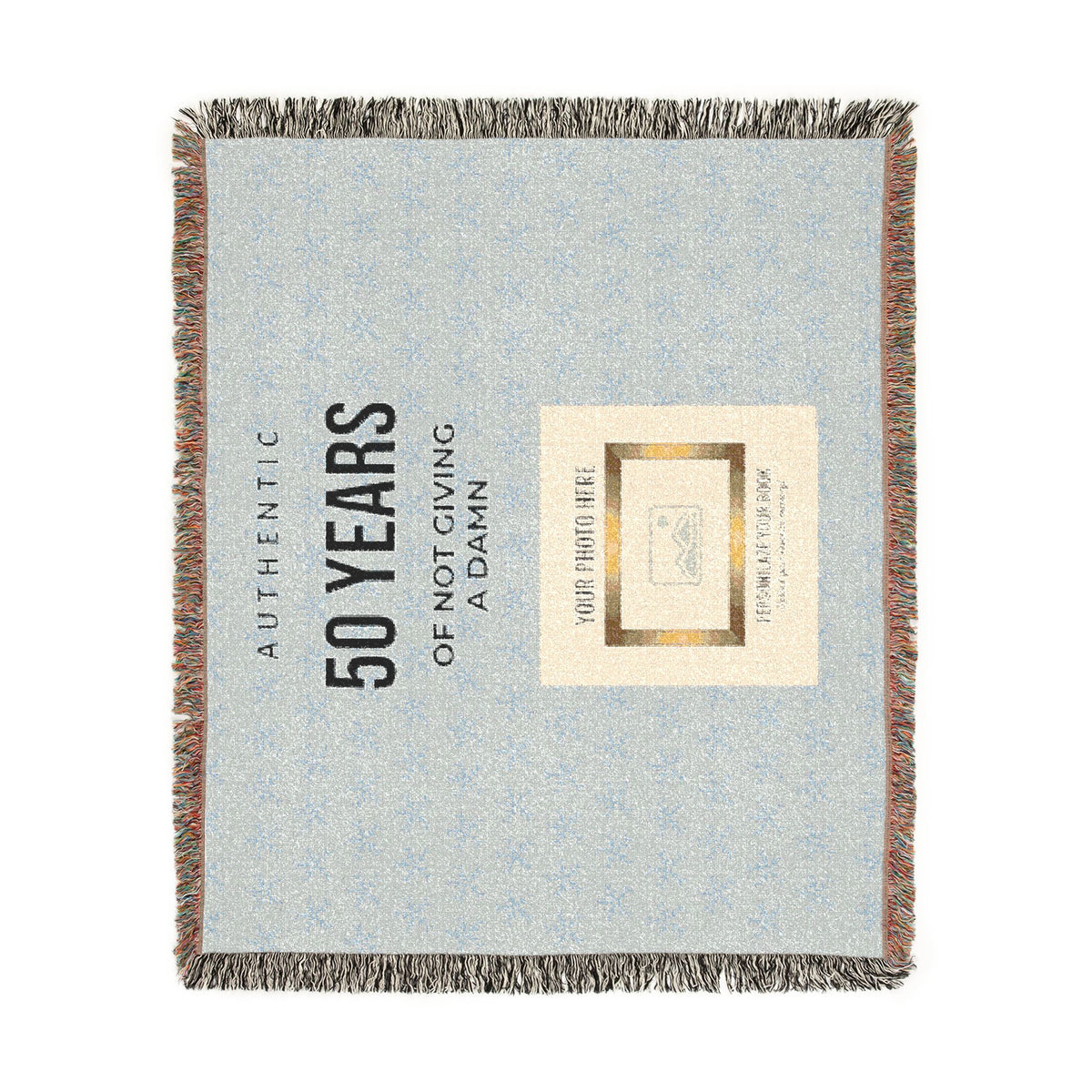 Personalized Woven Blanket — 'Authentic 50 Years of Not Giving a Damn' Decorative Throw