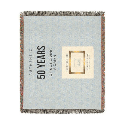 Personalized Woven Blanket — 'Authentic 50 Years of Not Giving a Damn' Decorative Throw