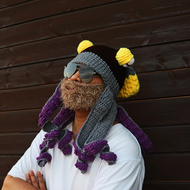 Funny Halloween Warm Wool Crochet Octopus Party Hat