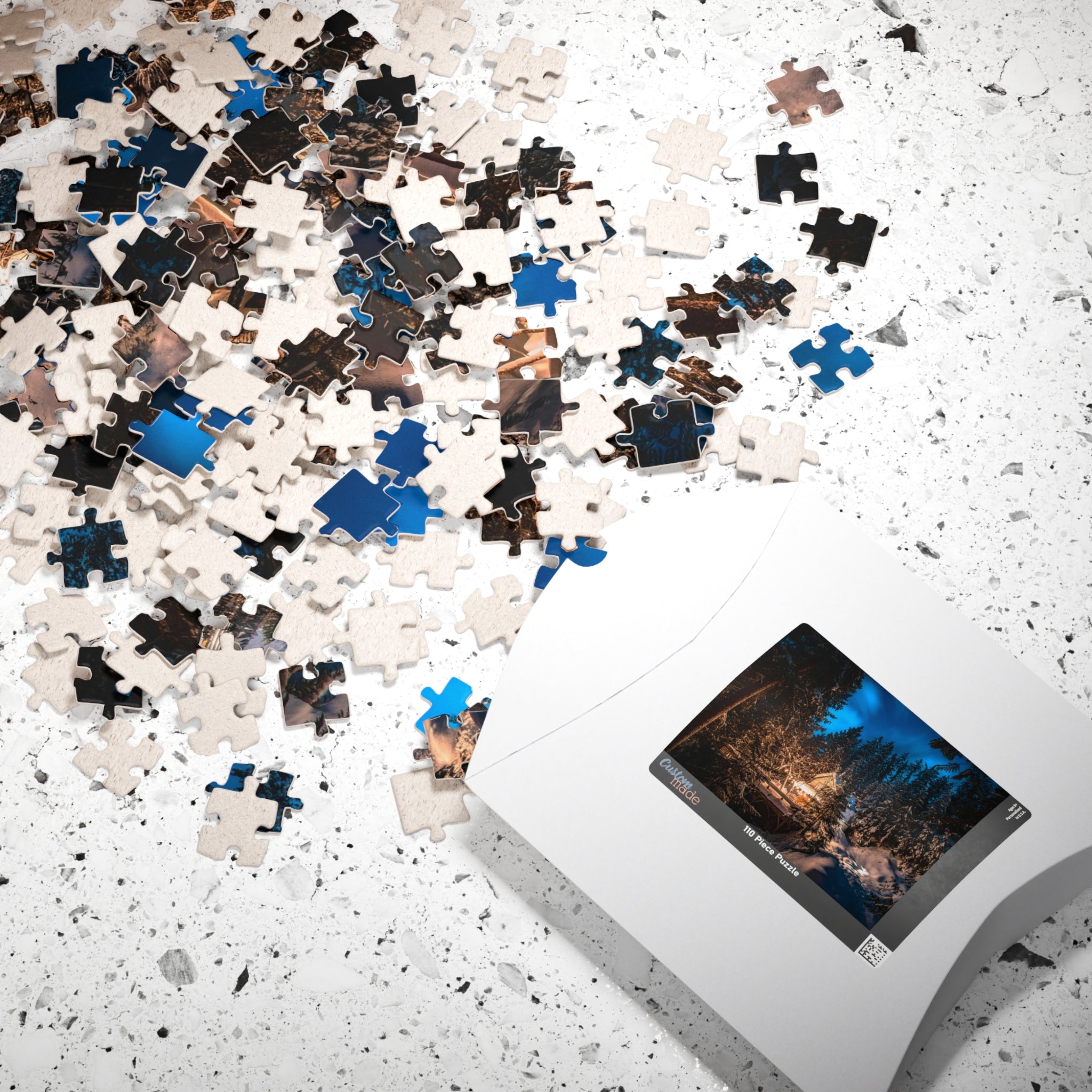 Experience the tranquility and beauty of nature with our Secluded Mountain Cabin Puzzle. With 110 to 1014 pieces, this puzzle offers a challenging and rewarding activity for puzzle enthusiasts. Piece by piece, reveal the serene mountain scenery and escape to your very own secluded cabin. Perfect for those seeking a peaceful escape from the busy world.