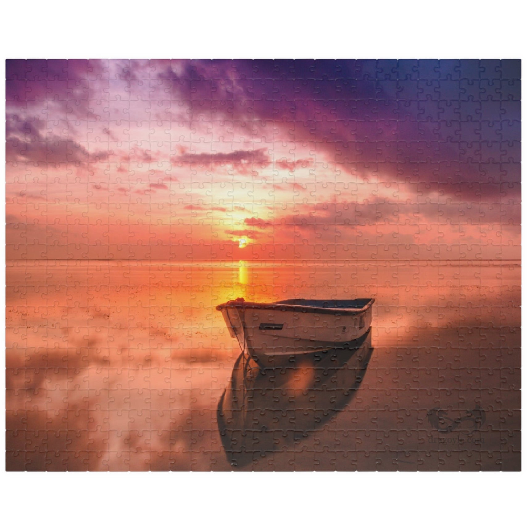 Escape the stress of everyday life and immerse yourself in the beauty of this Lake Boat Sunset Puzzle. With 110 to 1014 pieces, this puzzle will provide hours of relaxation and satisfaction as you piece together the vibrant sunset scene. 