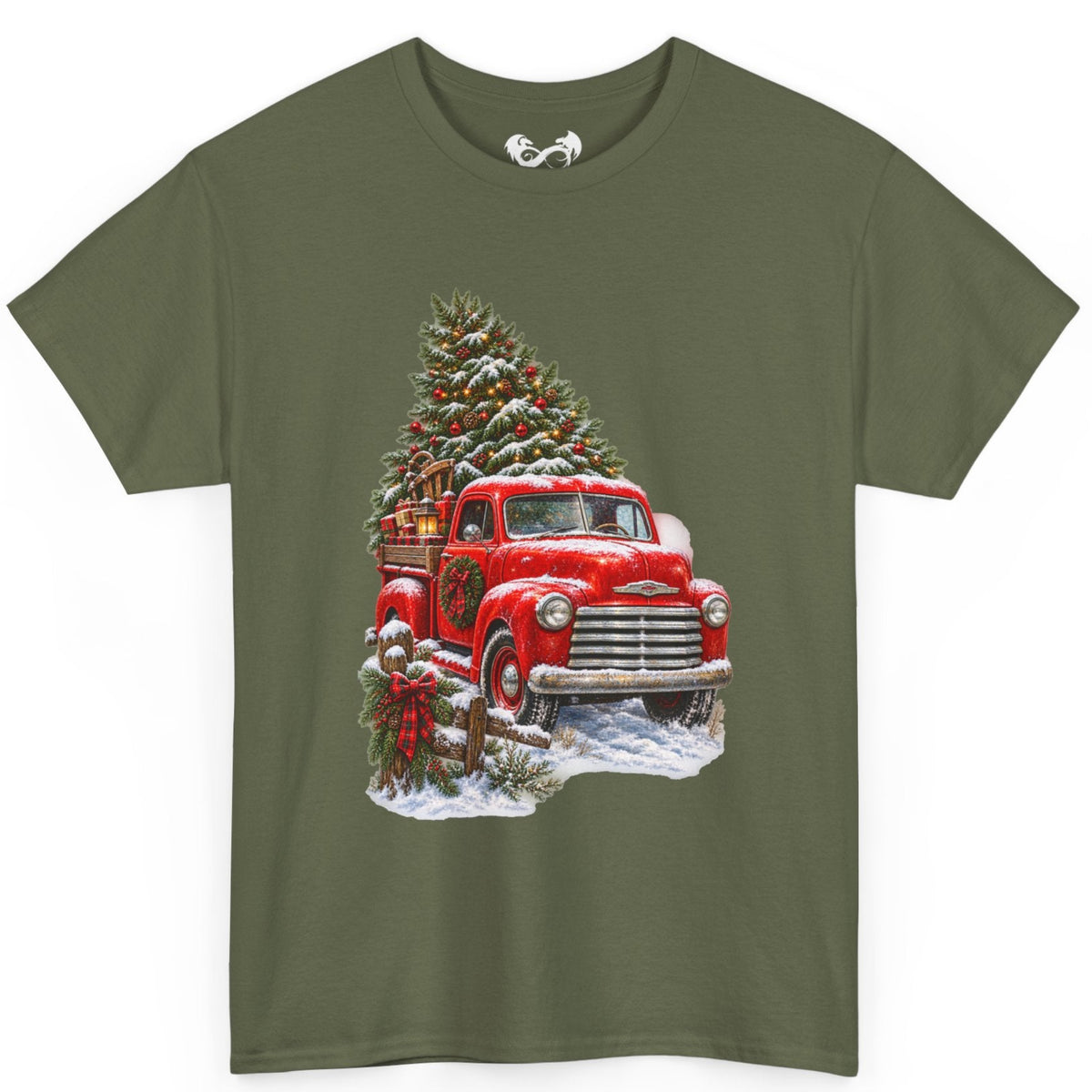 Vintage Style Christmas Classic Red Ford Cotton T-Shirt