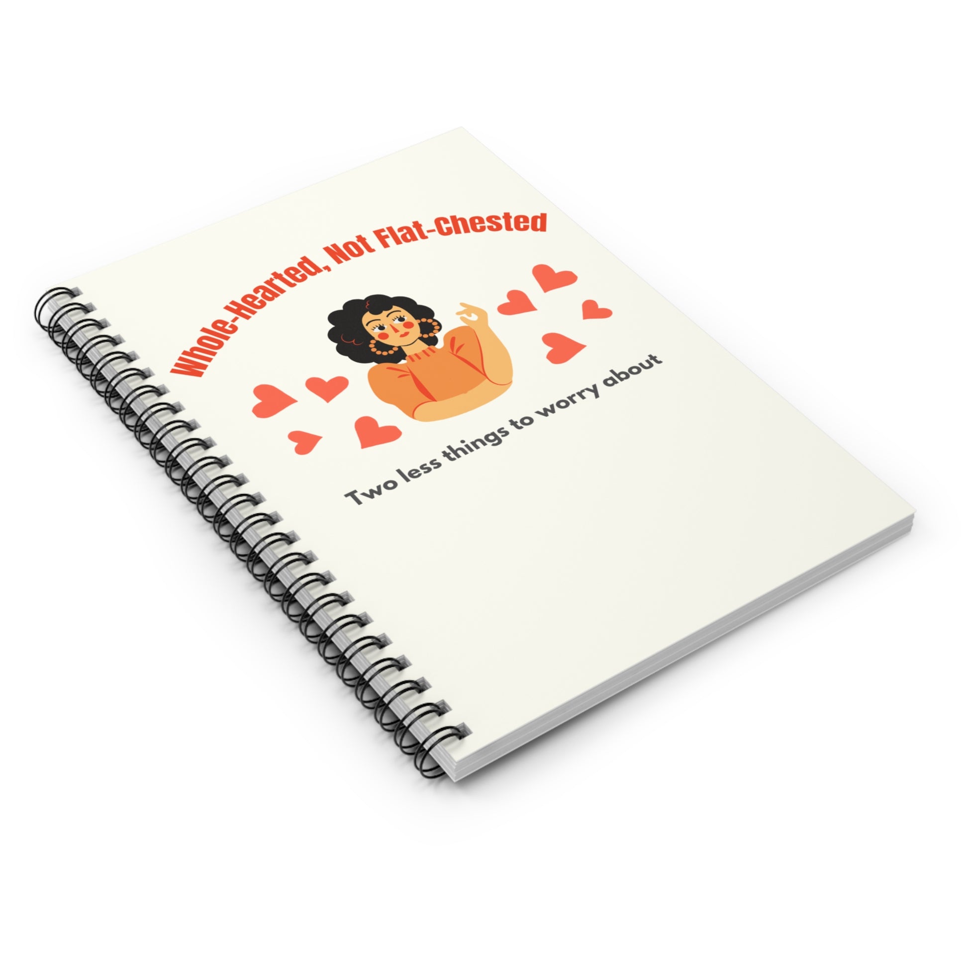 Notebook with spiral binding featuring an illustration and text on a white background