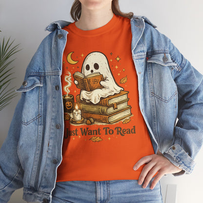 I Just Want To Read Ghost Halloween Comfortable Cotton T-Shirt