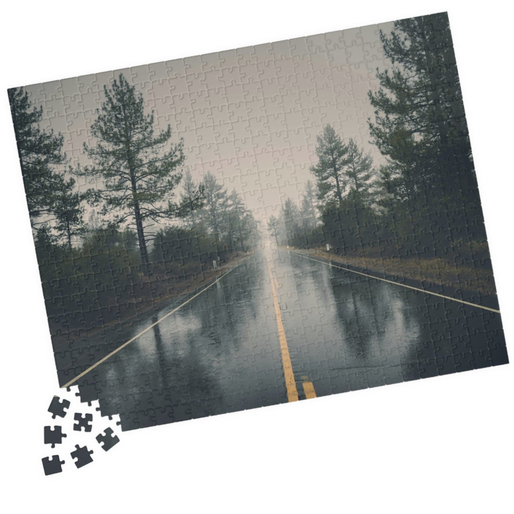 Embark on an adventurous journey with our Misty Rainy Road Trip Puzzle! With 110 to 1014 pieces, this challenging puzzle will keep you on the edge of your seat as you piece together a beautiful highway scene in the midst of a storm. Unleash your inner risk-taker and conquer this puzzle today!
