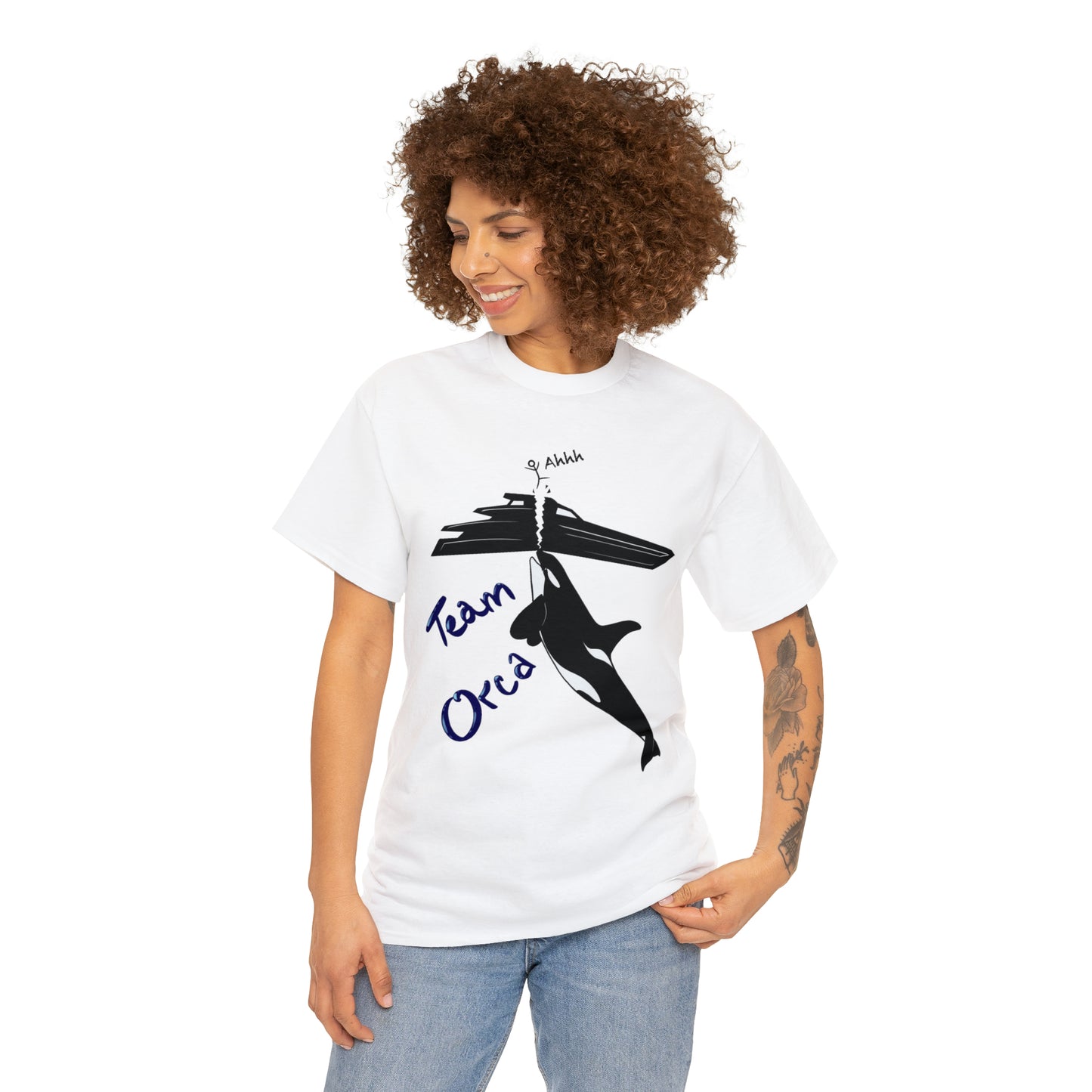 The Team Orca unisex heavy cotton tee is the basic staple of any wardrobe. It is the foundation upon which casual fashion grows. All it needs is a personalized design to elevate things to profitability.