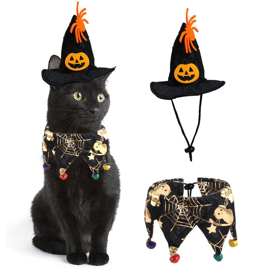 Step into the spooky scene with this Halloween Cat Hat &amp; Scarf Costume. Featuring sleek, pointed cat ears and a matching scarf, it adds a fierce touch to your festive outfit. Perfect for turning heads at any party or haunting, this set combines comfort with bold style to unleash your inner night prowler.