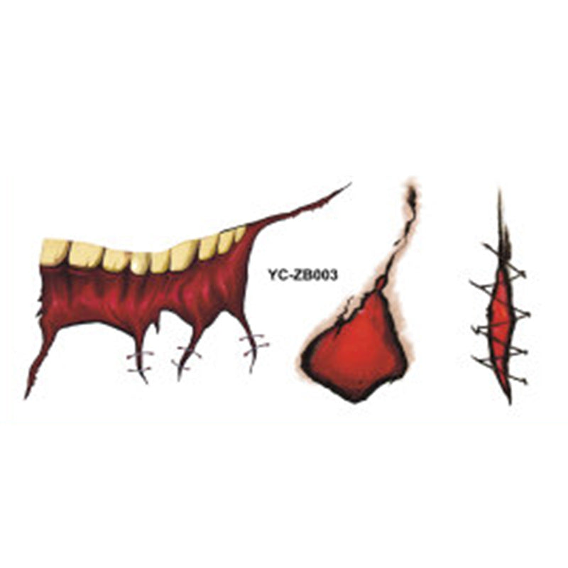 Unleash your bold side this Halloween with these Creepy Mouth Fake Tattoos. Perfect for creating a chilling, unforgettable look, they easily apply for a realistic effect that turns heads. 