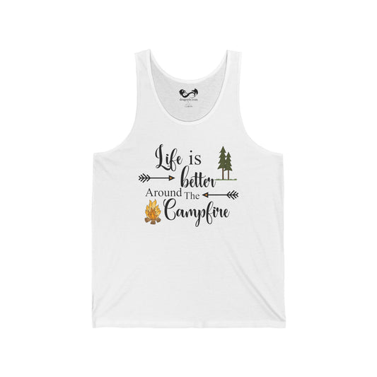 Embrace the warmth and camaraderie of the outdoors with the Life is Better Around the Campfire Unisex Jersey Tank. Crafted for comfort and style, this tank lets you enjoy every moment by the fire, whether you're sharing stories or roasting marshmallows.