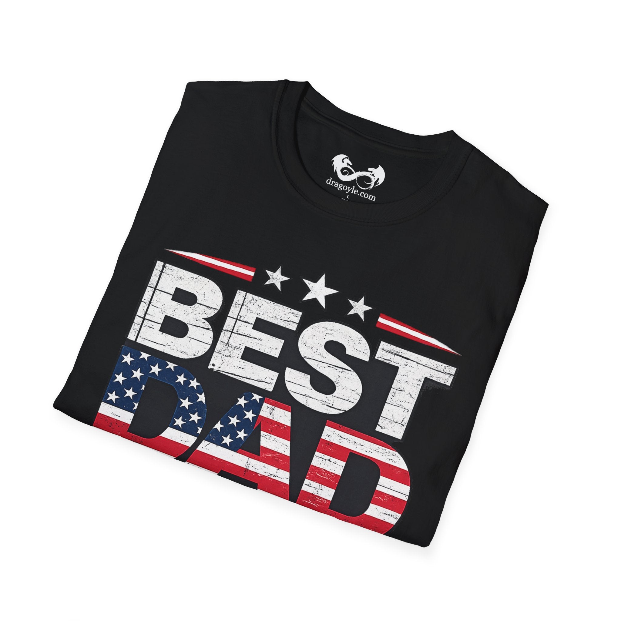 Best Dad Ever T-Shirt American Flag Patriotic Fathers Day Cotton Tee