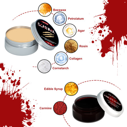 Unleash your daring side this Halloween with our SFX Halloween Wound Makeup Kit. Designed to create realistic wounds and injuries, this kit is perfect for adding spine-chilling detail to your costume. Easy to apply and blend, it lets you craft everything from fresh cuts to deep gashes, enhancing your look with professional-grade effects. Make your Halloween unforgettable with wounds that thrill and impress.