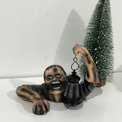 Halloween Zombie With Lantern Resin Yard Decoration