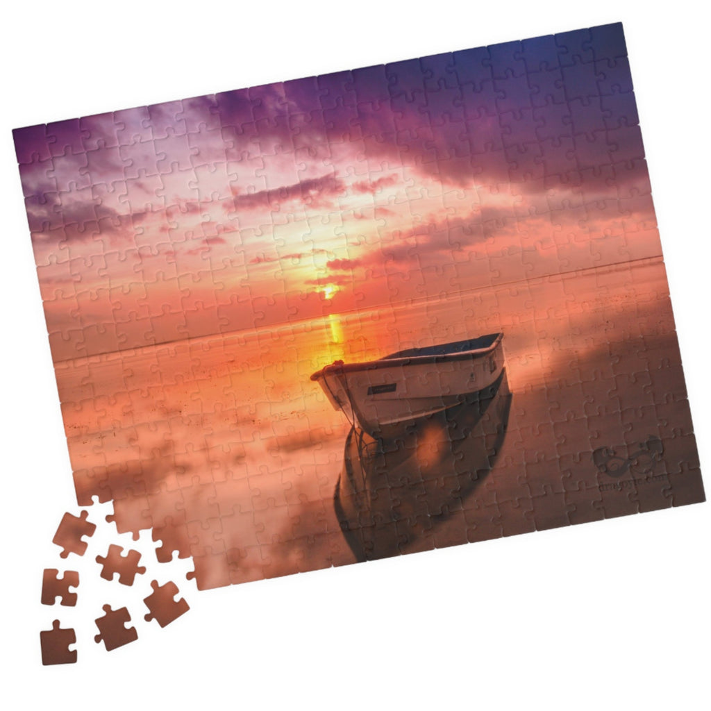 Escape the stress of everyday life and immerse yourself in the beauty of this Lake Boat Sunset Puzzle. With 110 to 1014 pieces, this puzzle will provide hours of relaxation and satisfaction as you piece together the vibrant sunset scene. 