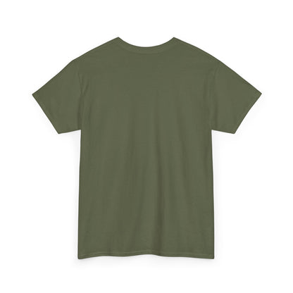 An olive green short-sleeve crewneck t-shirt shown from the back, laid flat against a solid white background.